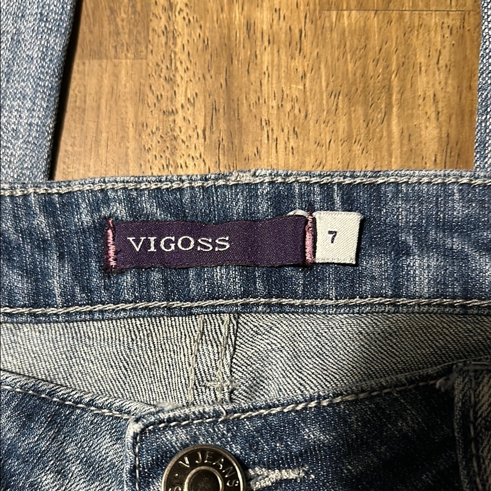 Vigoss Blue Boot Cut Jeans with Vintage-Inspired Fading . Sz 7 - Picture 4 of 12